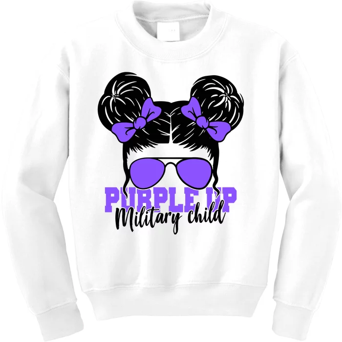 Purple Up Military Child Hair Bun Kids Sweatshirt