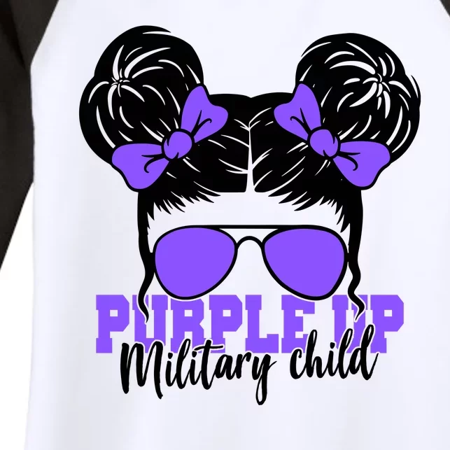 Purple Up Military Child Hair Bun Women's Tri-Blend 3/4-Sleeve Raglan Shirt