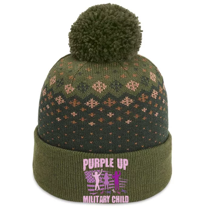 Purple Up Military Child US Flag Military Child Awareness The Baniff Cuffed Pom Beanie