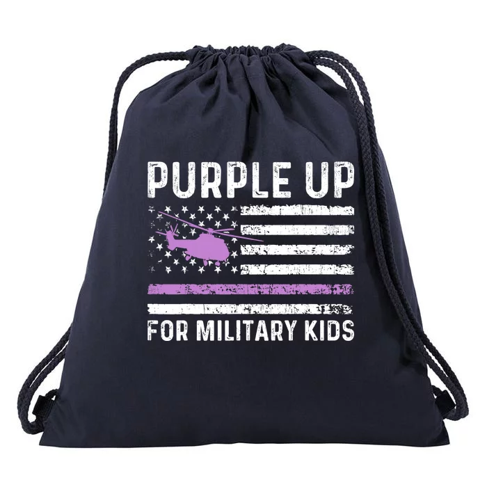 Purple Up Military Military Child Retro American Flag Drawstring Bag