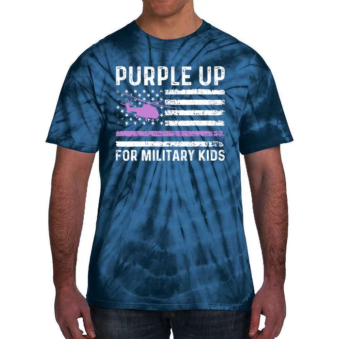 Purple Up Military Military Child Retro American Flag Tie-Dye T-Shirt