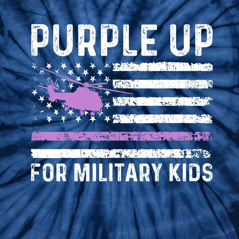 Purple Up Military Military Child Retro American Flag Tie-Dye T-Shirt