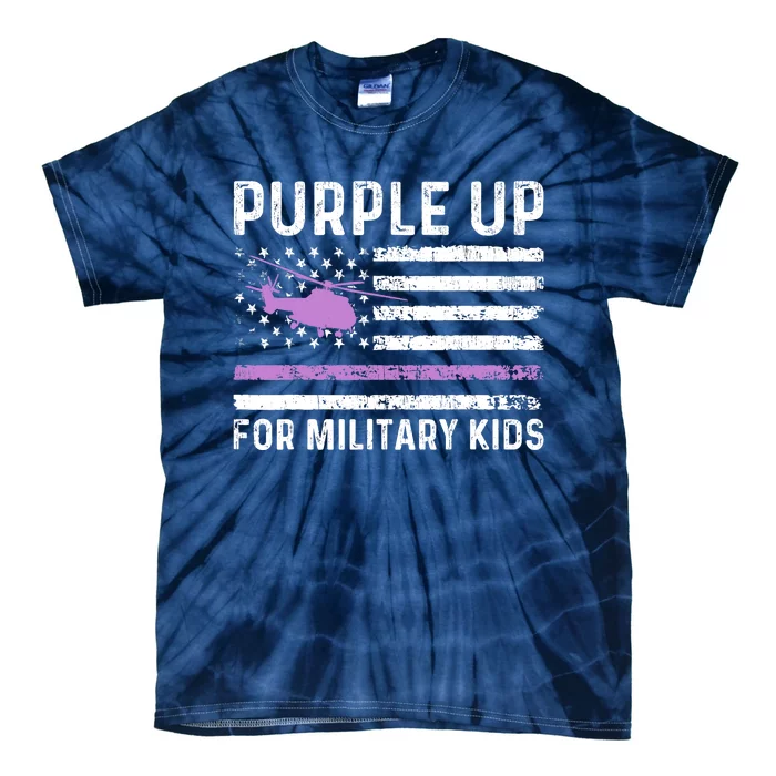 Purple Up Military Military Child Retro American Flag Tie-Dye T-Shirt