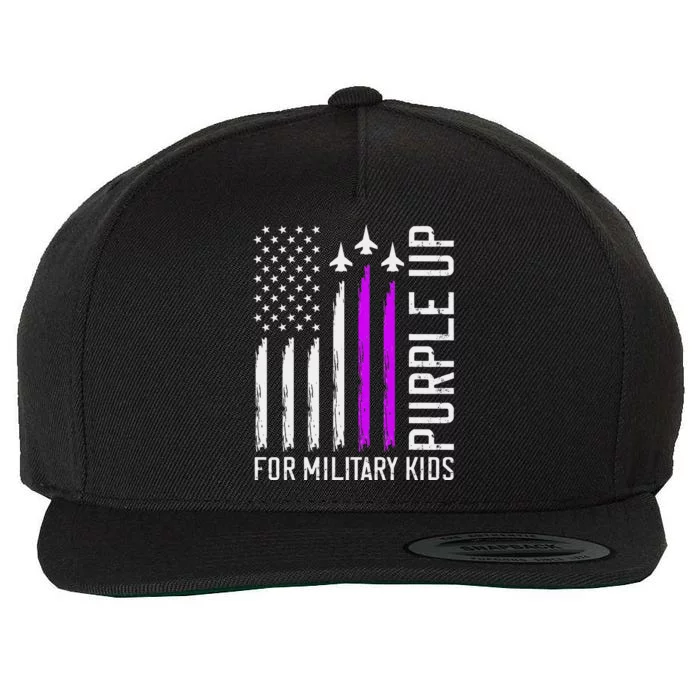 Purple Up Military Military Child US Flag Air Force Wool Snapback Cap