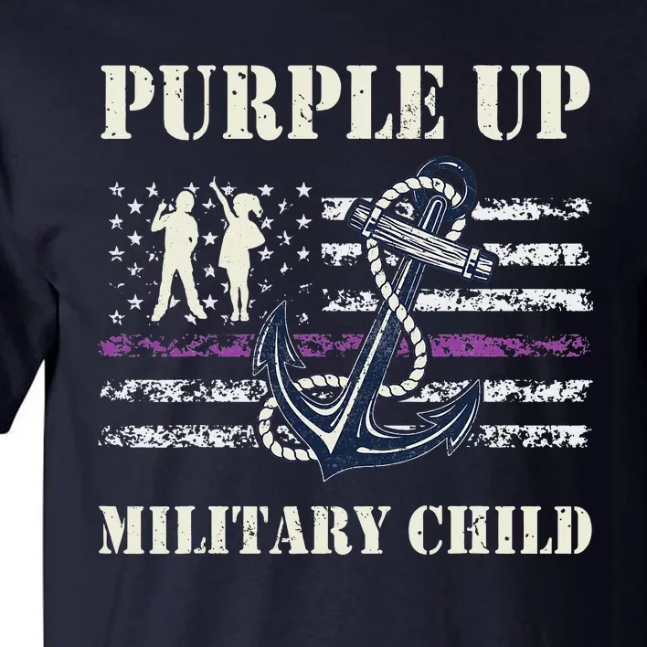 Purple Up Military Child Month Navy Flag Tall T-Shirt