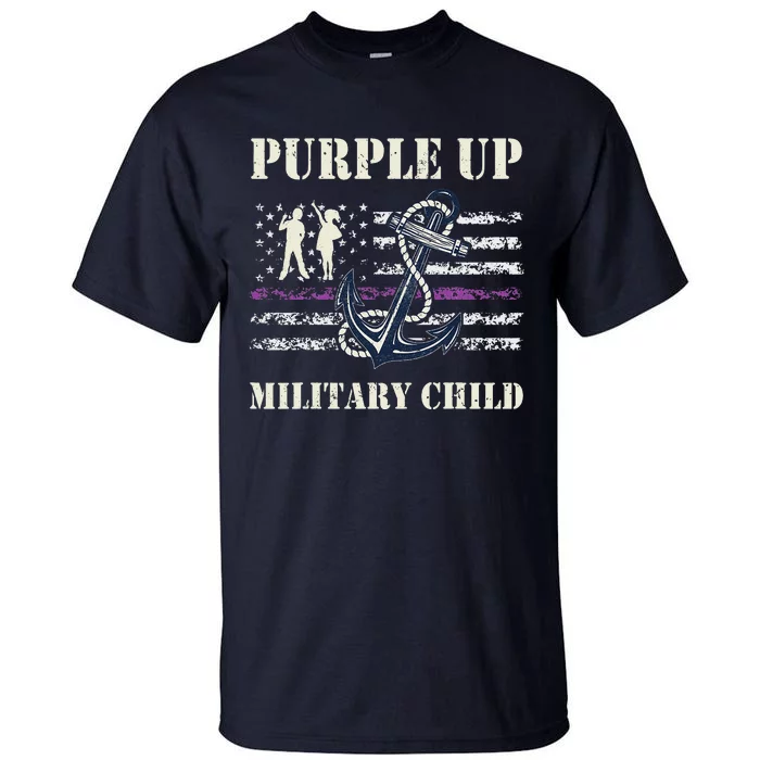 Purple Up Military Child Month Navy Flag Tall T-Shirt