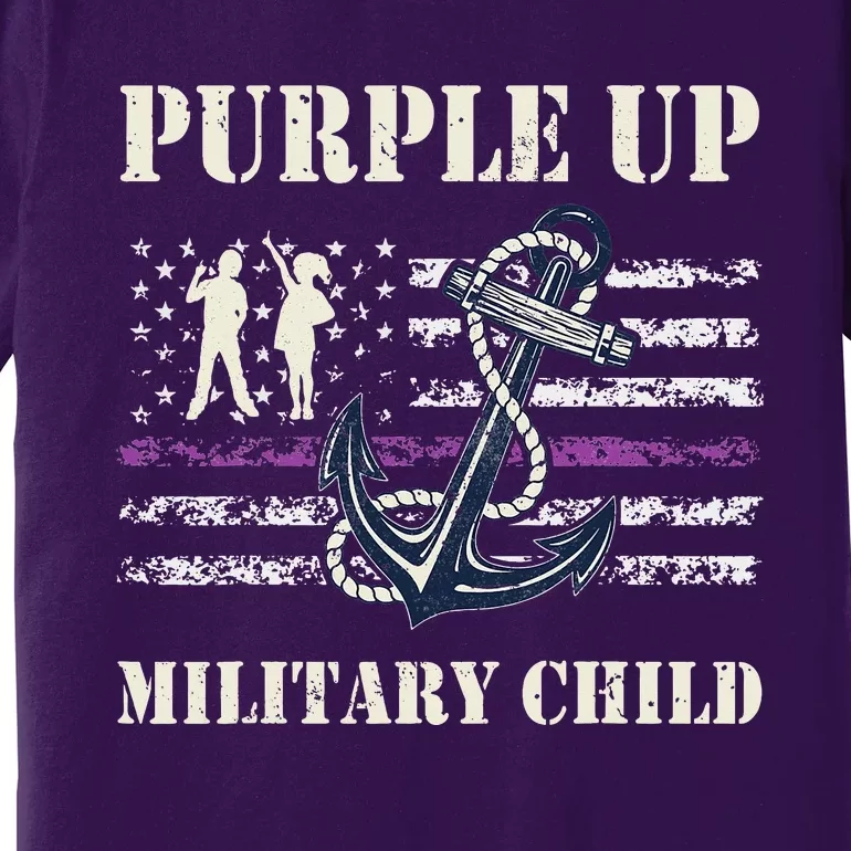 Purple Up Military Child Month Navy Flag Premium T-Shirt