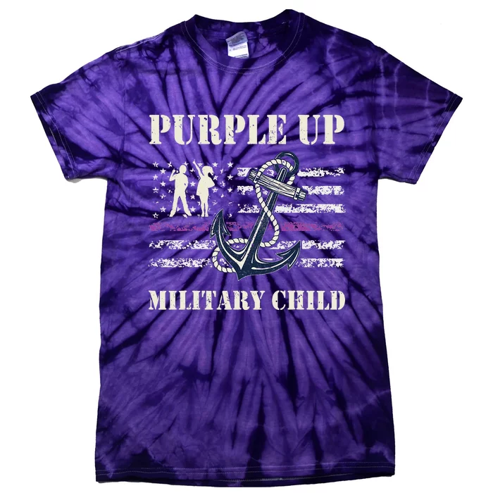 Purple Up Military Child Month Navy Flag Tie-Dye T-Shirt