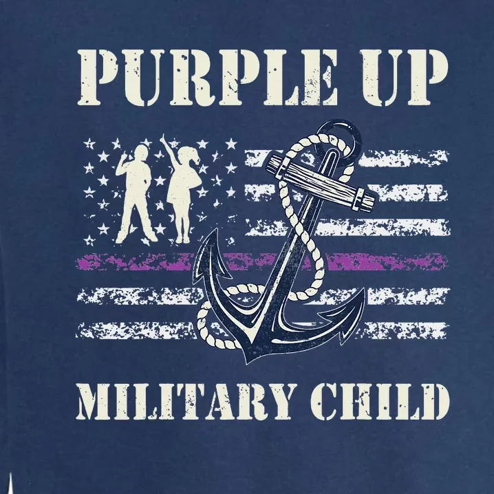 Purple Up Military Child Month Navy Flag Garment-Dyed Sweatshirt