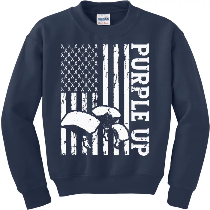 Purple Up Military Child Month US Flag Kids Sweatshirt