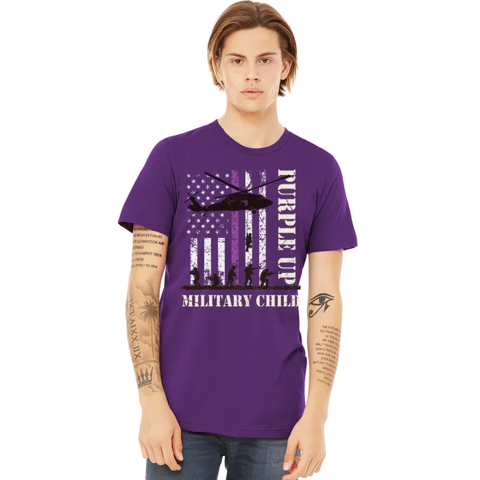 Purple Up Military Child Month US Flag Premium T-Shirt