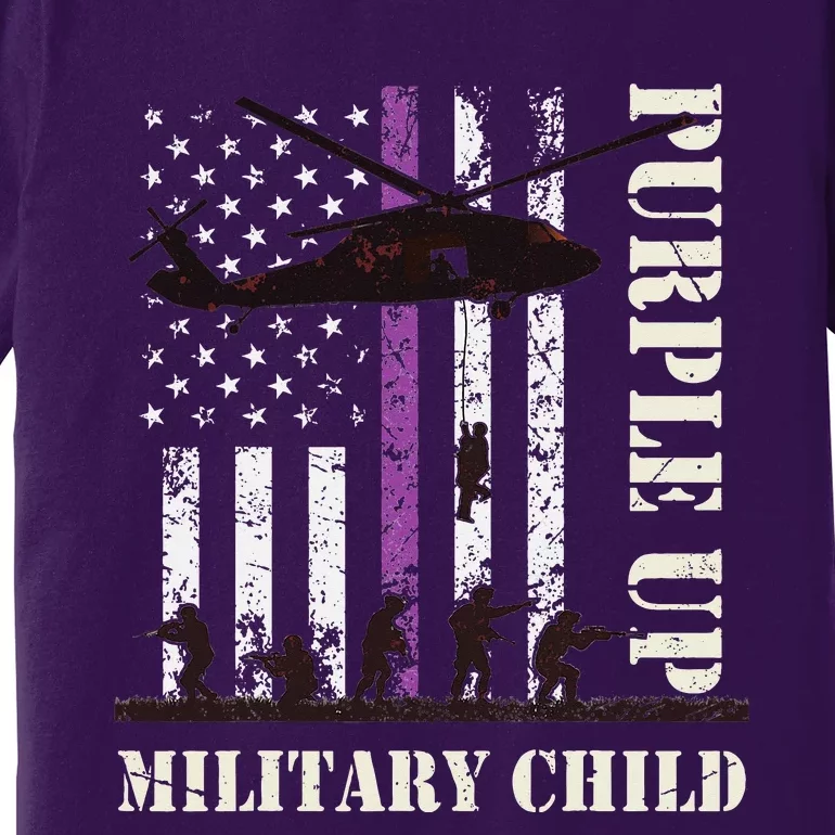 Purple Up Military Child Month US Flag Premium T-Shirt