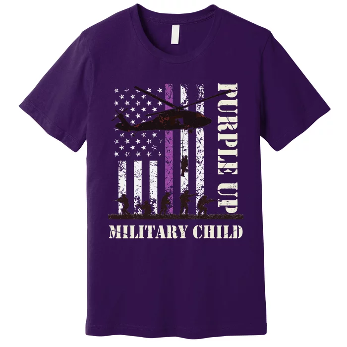 Purple Up Military Child Month US Flag Premium T-Shirt