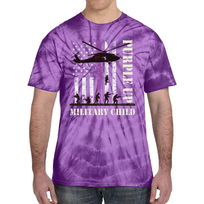 Purple Up Military Child Month US Flag Tie-Dye T-Shirt