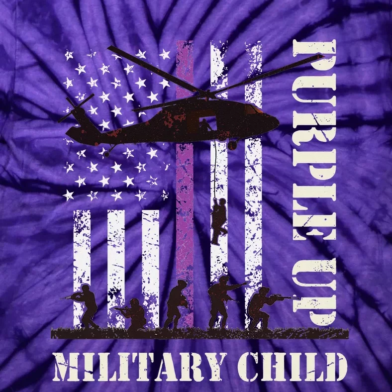 Purple Up Military Child Month US Flag Tie-Dye T-Shirt