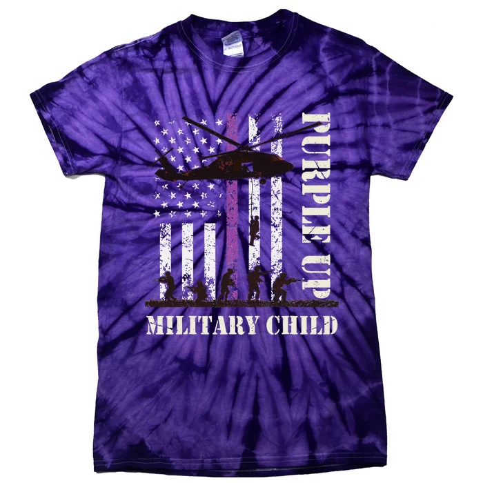 Purple Up Military Child Month US Flag Tie-Dye T-Shirt