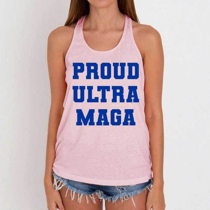 Proud Ultra MAGA Varsity USA United States Of America Women's Knotted Racerback Tank