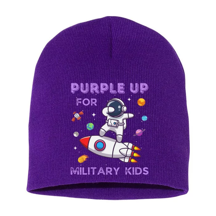 Purple Up Military Ki.Ds Military Child Month Astronaut Funny Short Acrylic Beanie