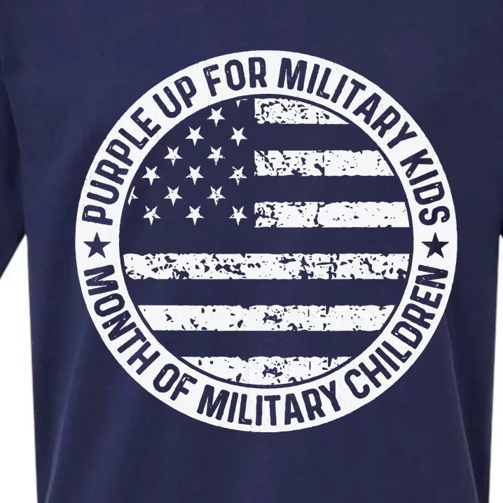 Purple Up Military Child Retro American Flag Sueded Cloud Jersey T-Shirt