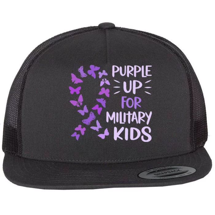 Purple Up Military Child Butterfly - Military Brats Month Flat Bill Trucker Hat