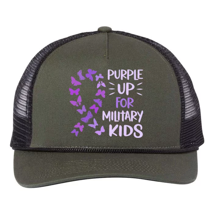 Purple Up Military Child Butterfly - Military Brats Month Retro Rope Trucker Hat Cap