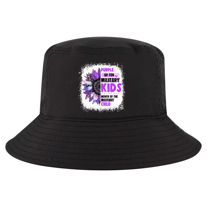 Purple Up Military Child Leopard Sunflower Bleached Cool Comfort Performance Bucket Hat