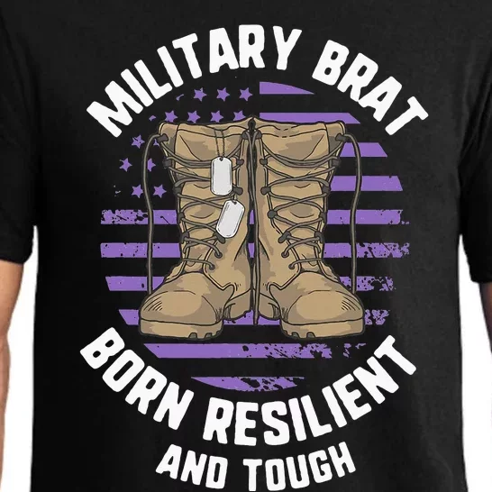 Purple Up Military Child Month Brat Born Resilient And Tough Pajama Set