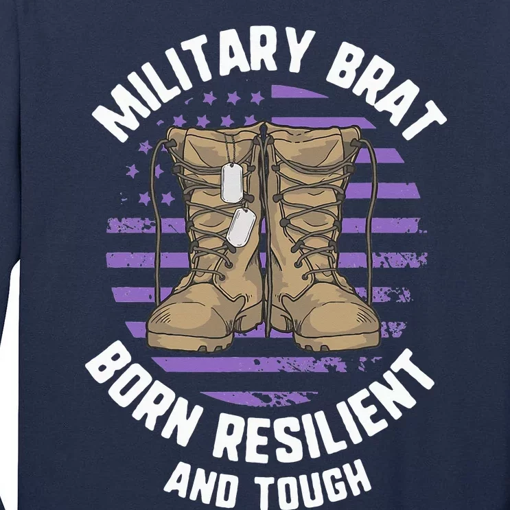 Purple Up Military Child Month Brat Born Resilient And Tough Tall Long Sleeve T-Shirt