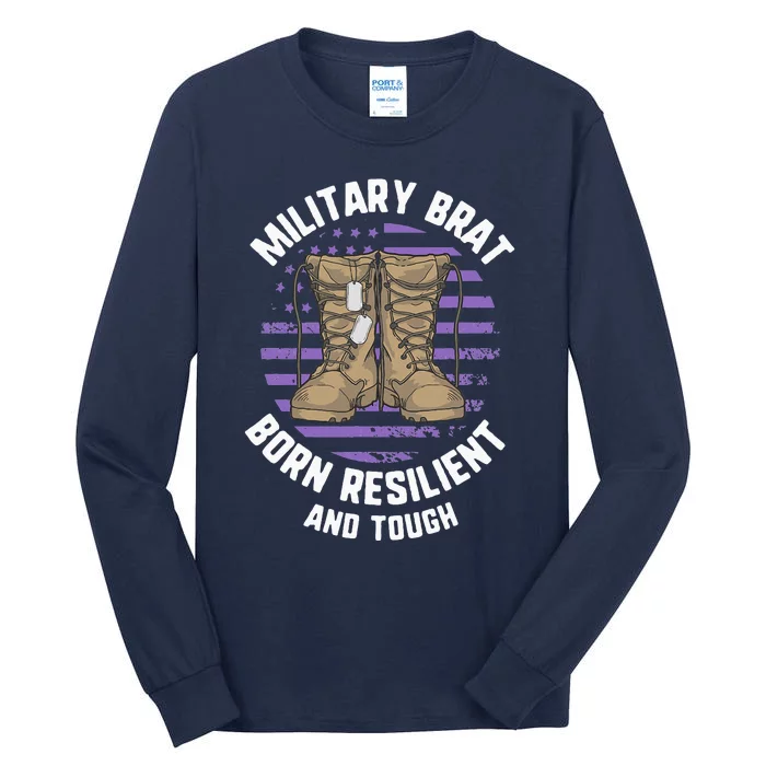 Purple Up Military Child Month Brat Born Resilient And Tough Tall Long Sleeve T-Shirt