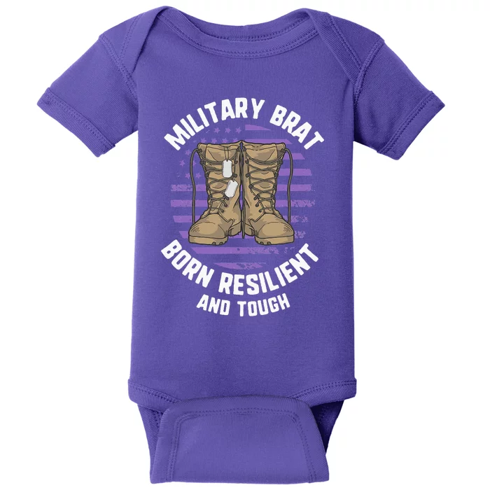 Purple Up Military Child Month Brat Born Resilient And Tough Baby Bodysuit