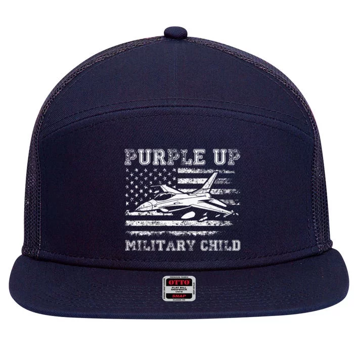 Purple Up Military Child Month Military Air Force Gifts 7 Panel Mesh Trucker Snapback Hat