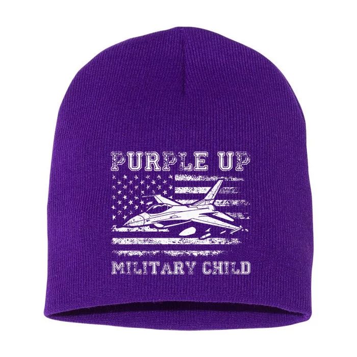 Purple Up Military Child Month Military Air Force Gifts Short Acrylic Beanie