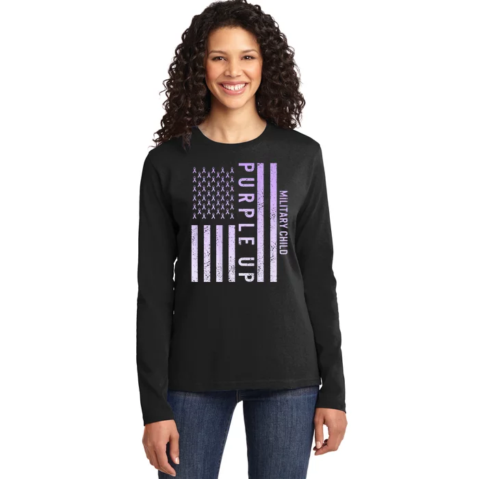 Purple Up Military Child Month Ladies Long Sleeve Shirt