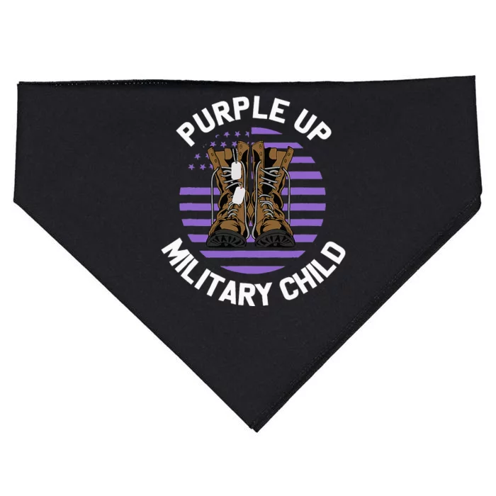 Purple Up Military Child Boots US Flag Month of Military USA-Made Doggie Bandana