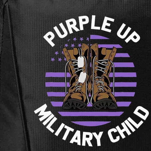 Purple Up Military Child Boots US Flag Month of Military City Backpack