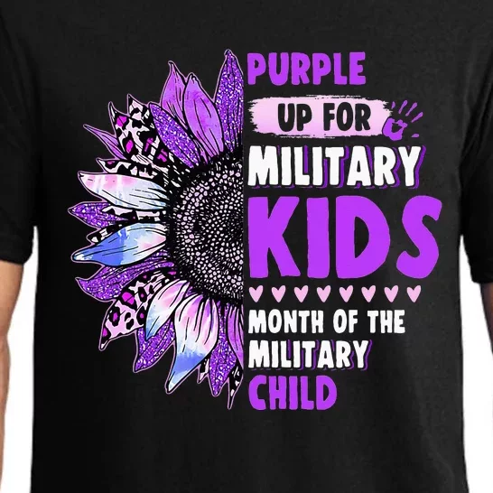 Purple Up Military Child Leopard Sunflower Pajama Set