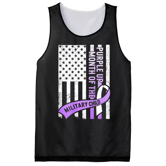 Purple Up Military Child Month USA Flag Mesh Reversible Basketball Jersey Tank