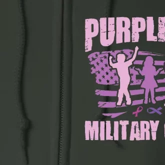 Purple Up Military Child US Flag Military Child Awareness Full Zip Hoodie