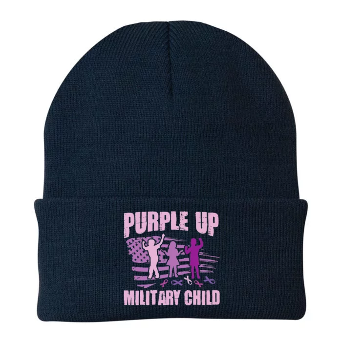 Purple Up Military Child US Flag Military Child Awareness Knit Cap Winter Beanie