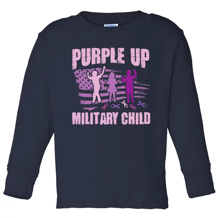 Purple Up Military Child US Flag Military Child Awareness Toddler Long Sleeve Shirt