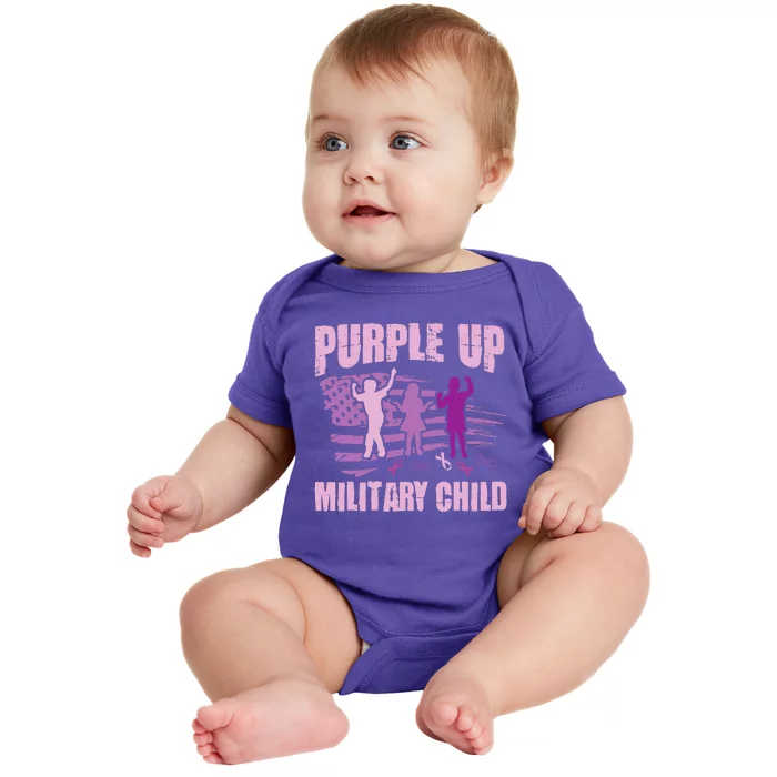 Purple Up Military Child US Flag Military Child Awareness Baby Bodysuit