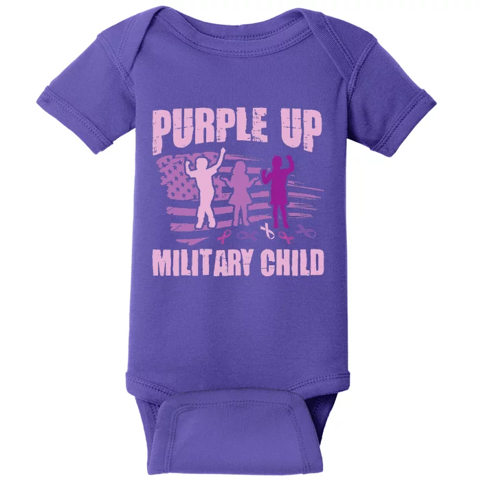 Purple Up Military Child US Flag Military Child Awareness Baby Bodysuit