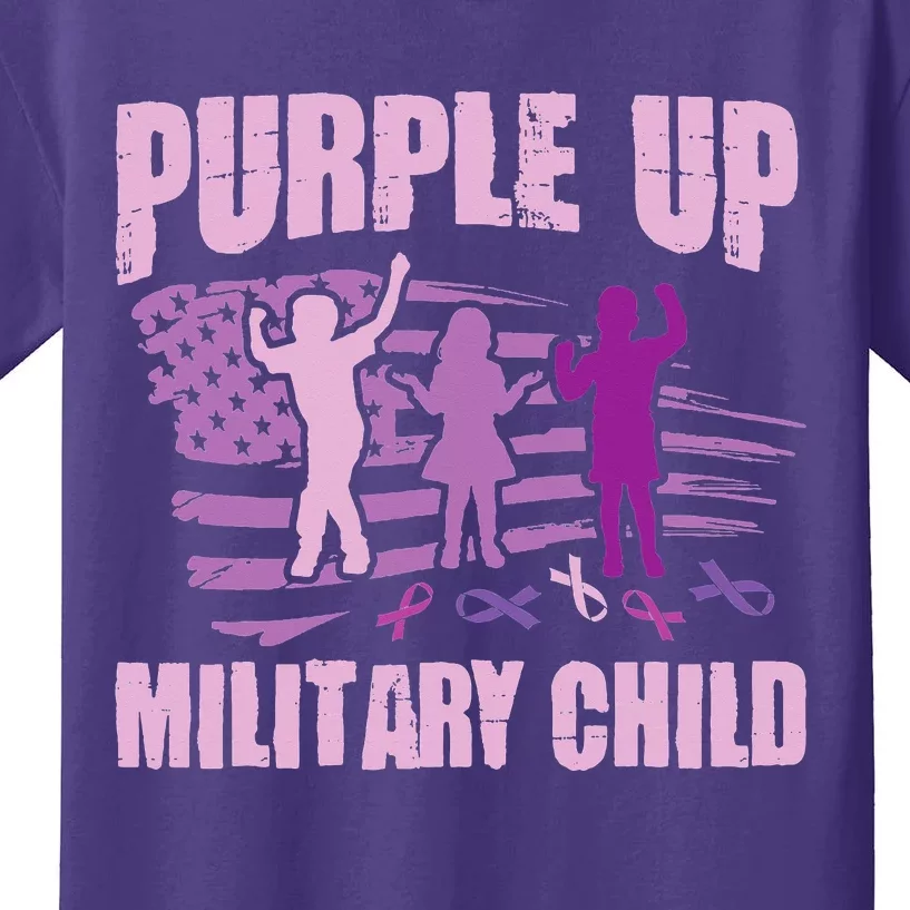 Purple Up Military Child US Flag Military Child Awareness Kids T-Shirt