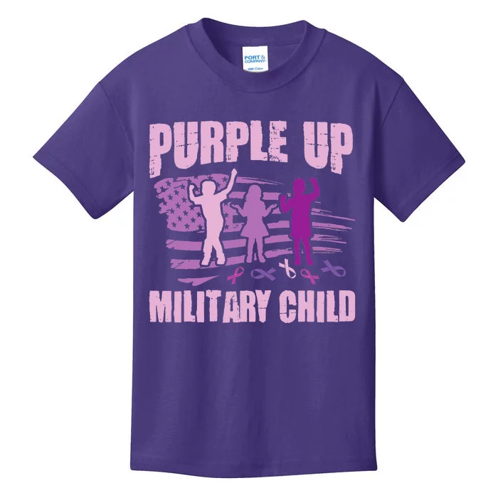 Purple Up Military Child US Flag Military Child Awareness Kids T-Shirt