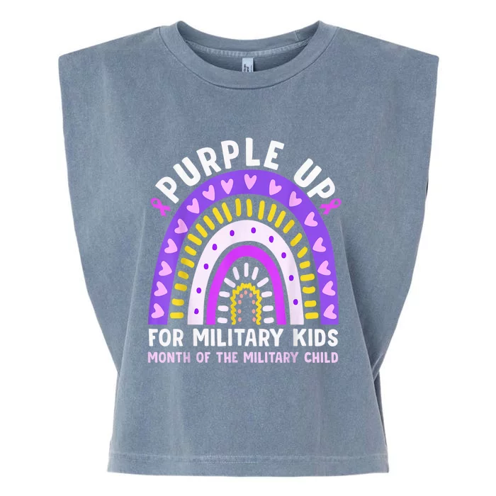 Purple Up Military Kid Month Of The Military Child Rainbow Garment-Dyed Women's Muscle Tee