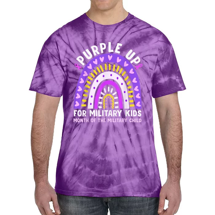 Purple Up Military Kid Month Of The Military Child Rainbow Tie-Dye T-Shirt