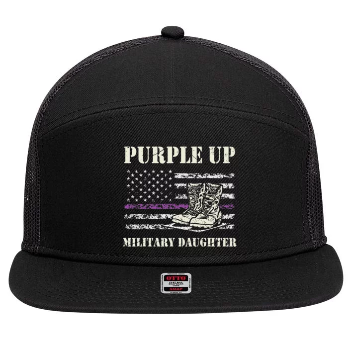 Purple Up Military Military Child Month Daughter 7 Panel Mesh Trucker Snapback Hat