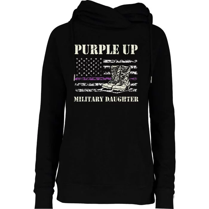 Purple Up Military Military Child Month Daughter Womens Funnel Neck Pullover Hood