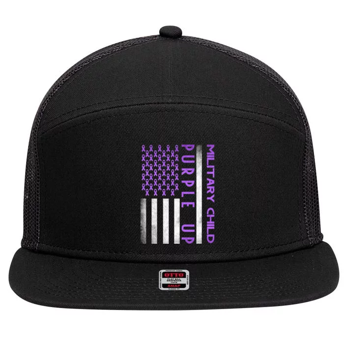 Purple Up Month Of Military Child Awareness 7 Panel Mesh Trucker Snapback Hat