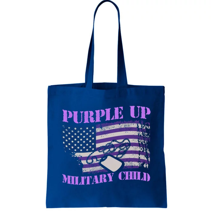 Purple Up Military Month Veteran America Flag Vintage Gift Tote Bag